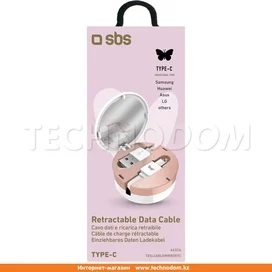 Кабель USB 2.0 - Type-C, SBS, Smart&Ladies Зеркало, 1м, Белый (TESLCABLEMIRRORTC) фото