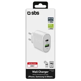 Сетевое зарядное устройство 1*USB 2.1A, 1*USB Type-C 18Вт (Power Delivery), SBS, White (TETRPD18W) фото