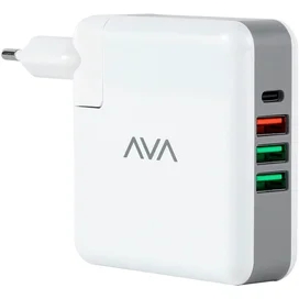 Ava Желілік қуаттау құрылғысы 3*USB, 1*USB Type-C 3A, 61W (PD), Ақ (AV-PD-001) фото