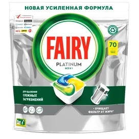 Капсулы для посудомоечных машин FAIRY Platinum All in 1 Лимон 70шт (740296) фото