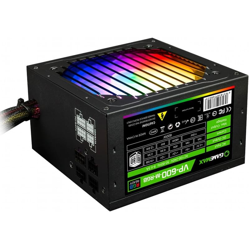 Блок питания 600W GameMax VP-600-M-RGB ATX 20+4pin, 4+4pin (VP-600-M-RGB) - фото #0