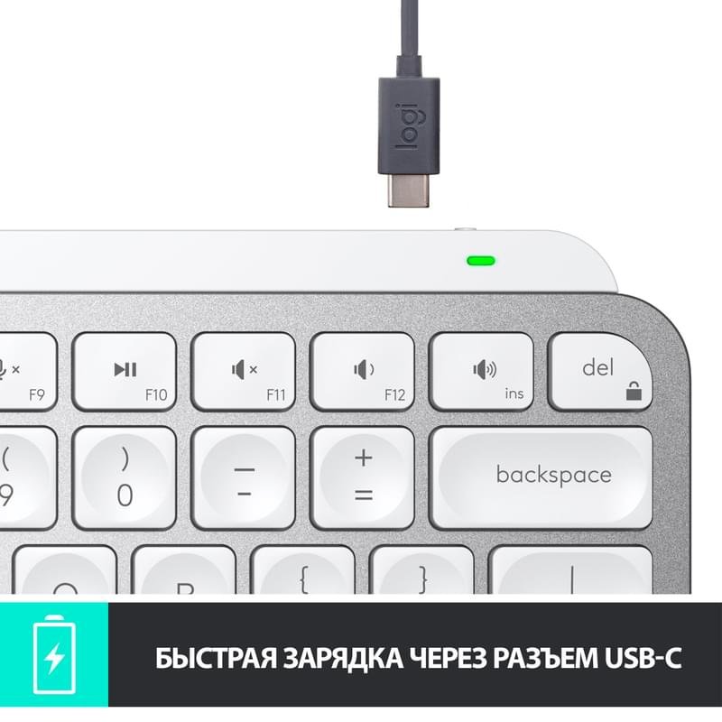 Клавиатура беспроводная USB/BT Logitech MX Keys Mini, Pale Grey (920-010502) - фото #9