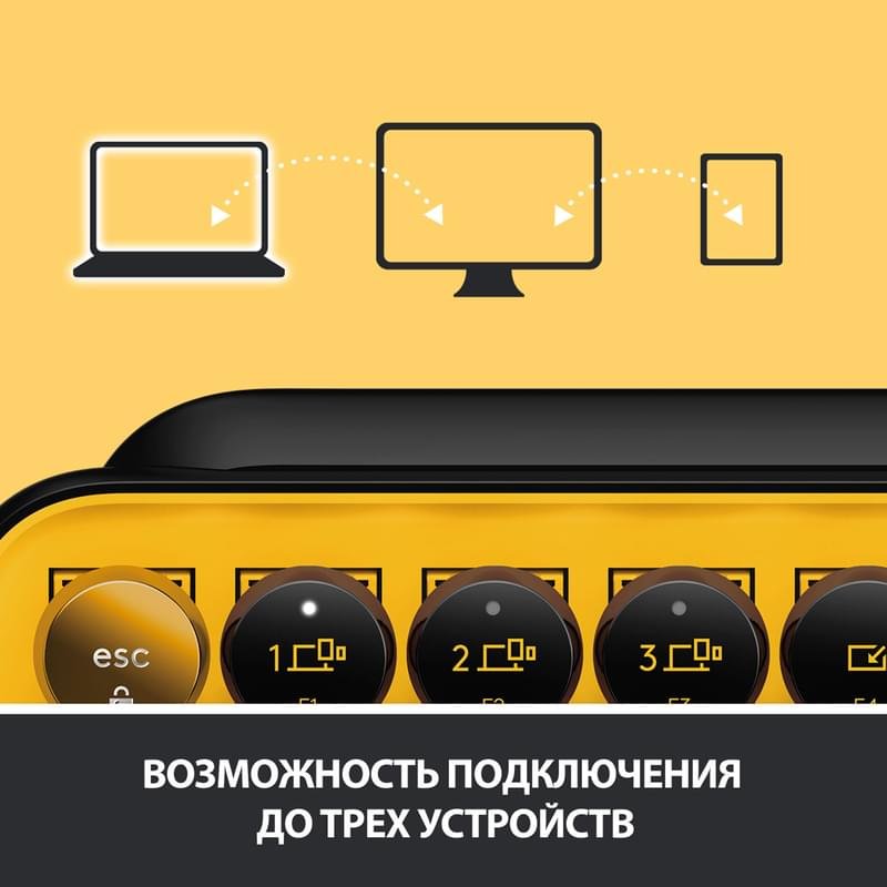 Клавиатура беспроводная USB/BT Logitech POP Keys, Yellow (920-010716) - фото #7